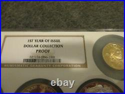 NGC 1st YEAR ISSUE DOLLAR COLLECTION PROOF SET (5-COINS)