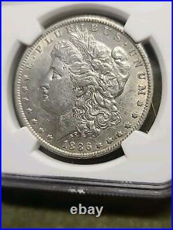 NGC AU 53, 1886-O Morgan Silver Dollar