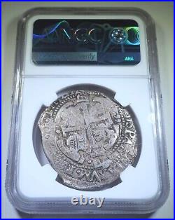 NGC AU-55 1662 Bolivia Silver 8 Reales Antique Spanish Colonial Dollar Cob Coin