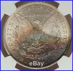 NGC Certified MS65 Morgan Silver Dollar 1881-S, Lustrous obv small rainbow rev