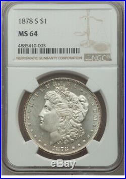 NGC Certified Morgan Silver Dollar MS64 1878-S $1 RARE TONE FROSTY OPALESCENCE