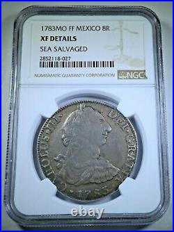 NGC Graded 1783 Shipwreck Silver 8 Reales Spanish 1700's XF Pirate Dollar Coin