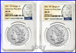 NGC MS 70 Morgan 2021 Silver Dollar CC Privy Mark! & NGC MS 70 Morgan 2021 o