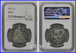 NGC U. S. Seated Liberty 1870 $1 One Silver Dollar AU55