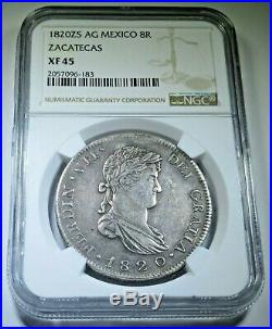 NGC XF45 1820 AG Spanish Silver 8 Reales Eight Real Colonial Dollar Pirate Coin
