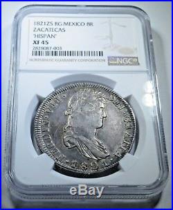 NGC XF45 1821 RG Spanish Silver 8 Reales Eight Real Colonial Dollar Pirate Coin