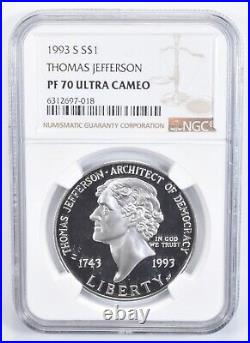 PF70 1993-S UC Thomas Jefferson Commemorative Silver Dollar NGC