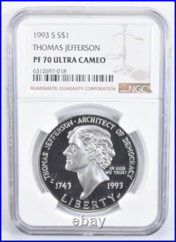 PF70 1993-S UC Thomas Jefferson Commemorative Silver Dollar NGC