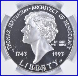 PF70 1993-S UC Thomas Jefferson Commemorative Silver Dollar NGC