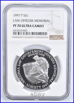 PF70 1997-P UC Law Officers Memorial Commemorative Silver Dollar NGC