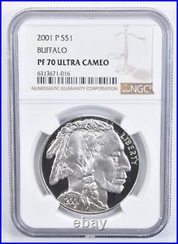 PF70 2001-P Buffalo UC Commemorative Silver Dollar NGC