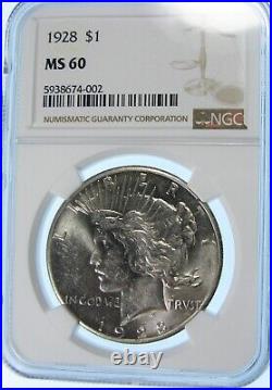 Peace Dollar 1928 P $1 Silver NGC MS MS60