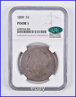 Poor 1 1889 Morgan Silver Dollar CAC NGC 2135