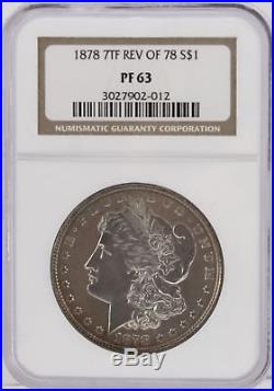 Proof 1878 P 7TF REV of 78 NGC PF 63 Silver Morgan Dollar $1 Coin Graded