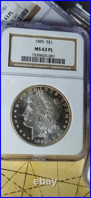 Rare PROOF LIKE 1885 Morgan Dollar NGC MS63PL 90% Silver Dollar FROSTY