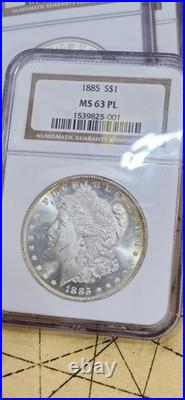 Rare PROOF LIKE 1885 Morgan Dollar NGC MS63PL 90% Silver Dollar FROSTY