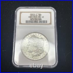 SASA 1897-S $1 MORGAN SILVER DOLLAR SAN FRANCISCO MINT NGC MS63 Red field
