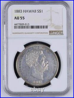 Spectacular 1883 Kingdom of Hawaii Silver Dollar $1 NGC Certified/Graded AU55
