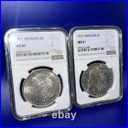 Two 1921 P Morgan Silver Dollar Ngc Ms 61 Get Two Coins For One Money