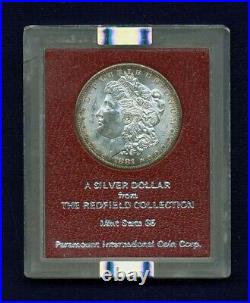 U. S. 1881-s Morgan Silver Dollar, Gem Uncirculated, Old Redfield Holder