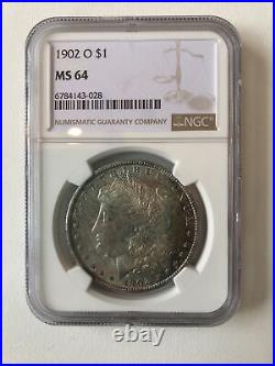 United States 1902 Silver Morgan Dollar Coin Toned NGC MS 64