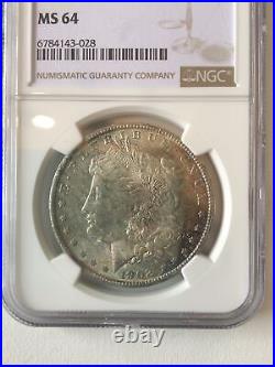 United States 1902 Silver Morgan Dollar Coin Toned NGC MS 64