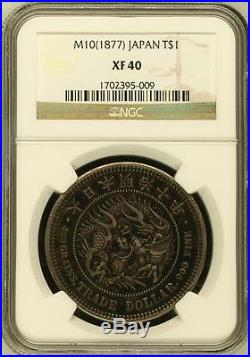 Very Rare 1877 Japan Silver Dragon Trade Dollar NGC XF40