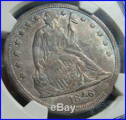 Very Stunning 1846 Seated Liberty Dollar Super Color Au-50 Ngc
