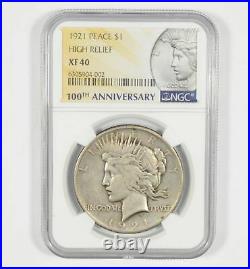 XF40 1921 Peace Silver Dollar High Relief 100th Anniversary NGC 7028
